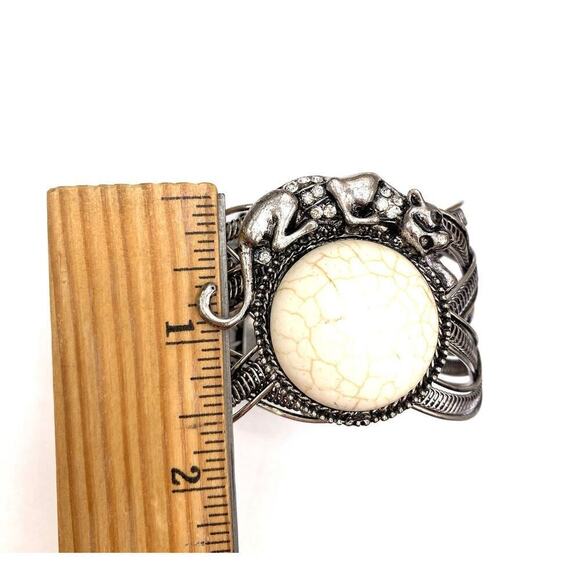 Bracelet Howlite Jaguar Panther Cuff Southwestern - Picture 5 of 11